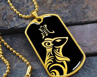 Year of the Water Rat Dog Tag Necklace