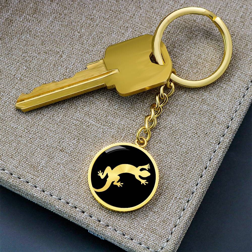 ヤモリのキーホルダー：18Kゴールドサージカルスチール製トカゲ
