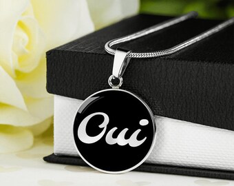 Oui Necklace: 18k Gold Finish Surgical Steel Pendant