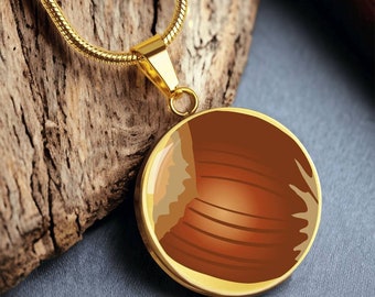 Hazelnut Pendant Necklace: 18k Gold Finish, Adjustable Length