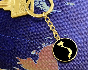 Vietnam Keychain: Gold Surgical Steel Circle Pendant