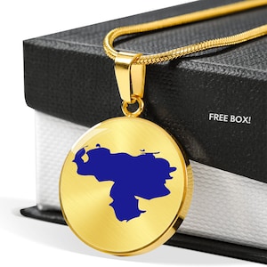 Venezuela Map Necklace: 18k Gold Finish