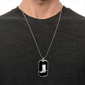 Cowboy Boot Dog Tag Necklace