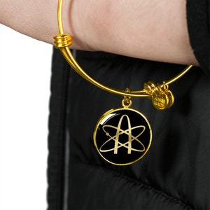 Atheist Charm Bangle: Gold Finish, Surgical Steel