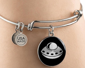 UFO Bangle Bracelet: Surgical Steel Alien Jewelry