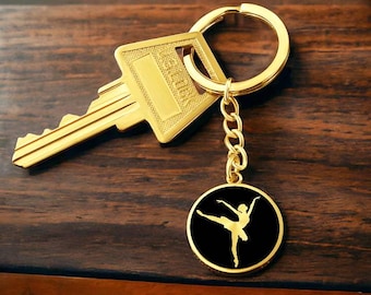 Ballerina Keychain: 18k Gold Finish, Ballet Gift