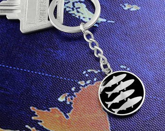 Sardines Keychain: Surgical Steel Circle Pendant