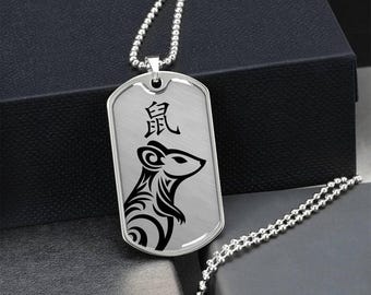 Year of the Metal Rat Dog Tag Necklace