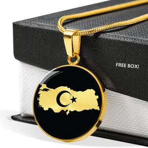 Turkey Map Necklace: Gold Surgical Steel Pendant