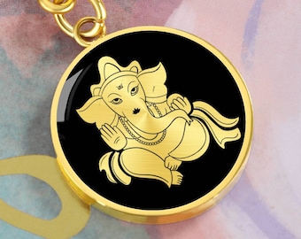 Ganesha Keychain: 18k Gold Finish Surgical Steel