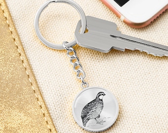 Quail Graphic Circle Keychain: Personalized Keepsake