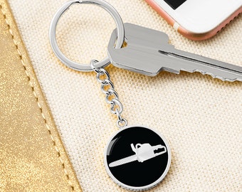 Chainsaw Keychain: Surgical Steel Circle Pendant