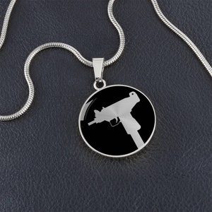 Uzi Anhänger Halskette: Chirurgenstahl, 18k Gold Finish