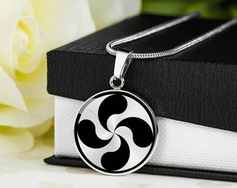 Lauburu Pendant Necklace: Surgical Steel, Basque Symbol