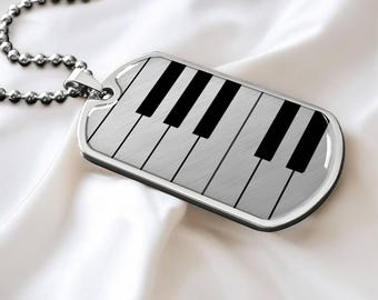 Piano Keys Dog Tag Necklace