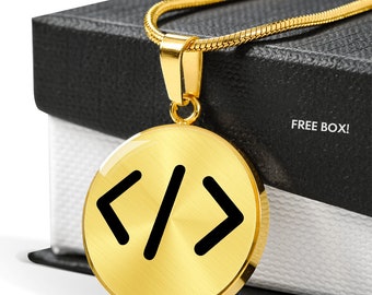 Code Tag Necklace: Surgical Steel Programmer Jewelry
