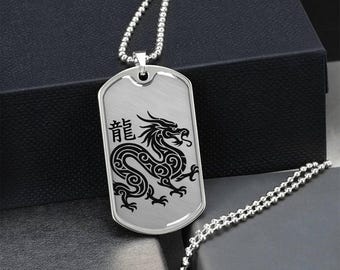 Year of the Metal Dragon Dog Tag Necklace