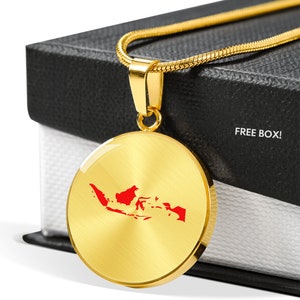Indonesia Map Necklace: 18k Gold Finish, Surgical Steel