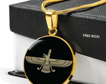 Faravahar Necklace: 18k Gold Finish Surgical Steel Pendant