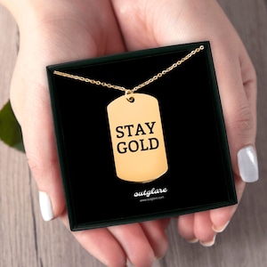 Stay Gold Dog Tag Necklace