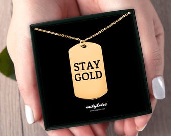 Stay Gold Dog Tag Necklace