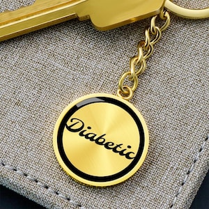 Diabetic Awareness Keychain: Gold-Finished Surgical Steel