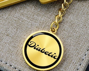 Diabetic Awareness Keychain: Gold-Finished Surgical Steel
