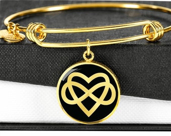 Polyamory Armreif: Chirurgenstahl, Gold-Finish, Infinity-Herz
