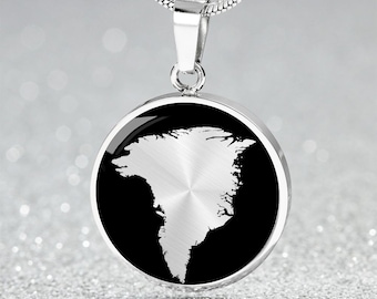 Greenland Map Necklace, Surgical Steel Pendant, Personalized Jewelry