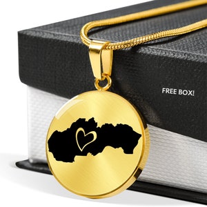 Slovakia Map Necklace: Gold Finish Surgical Steel Pendant