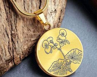 Begonia Necklace: 18k Gold Surgical Steel Floral Pendant