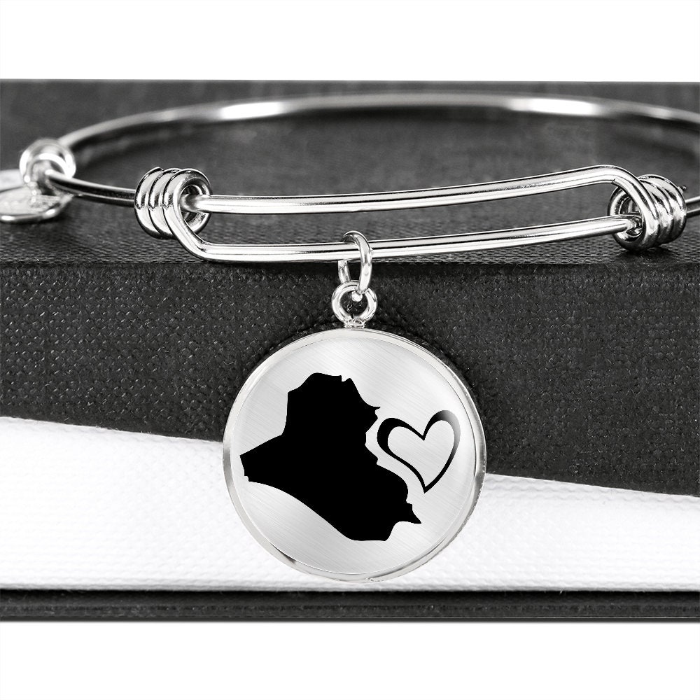 Bracciale Mappa Iraq Unisex Con Bandiera Irachena - Gioiello Originale In Acciaio Inossidabile - 2
