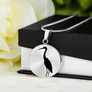 Heron Pendant Necklace: Surgical Steel, Bird Silhouette