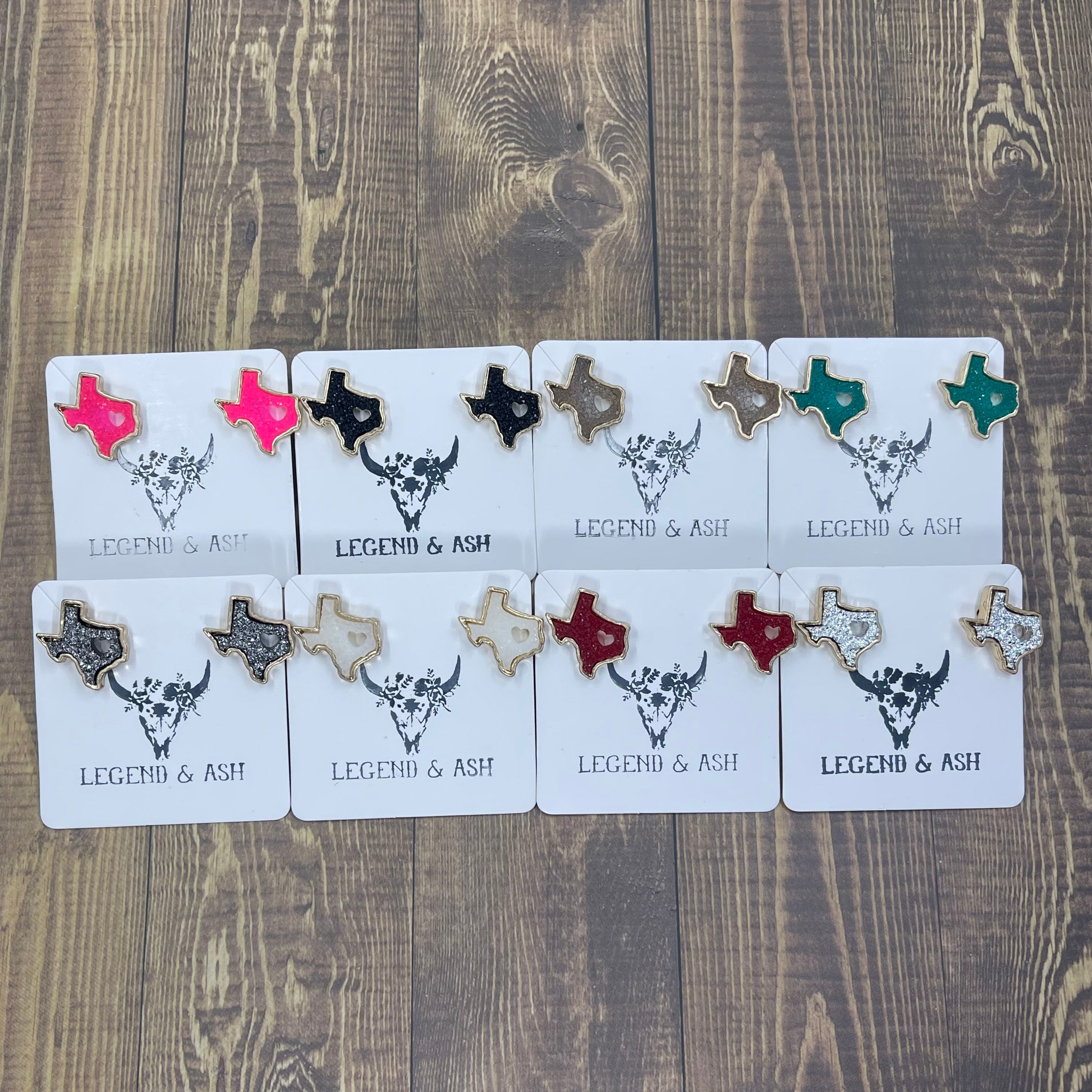 Texas  Earrings / Texas Heart Earrings / State Gift / Tx Earrings / Texas Druzy Earrings / Texas Stud Earrings / Lone Star State