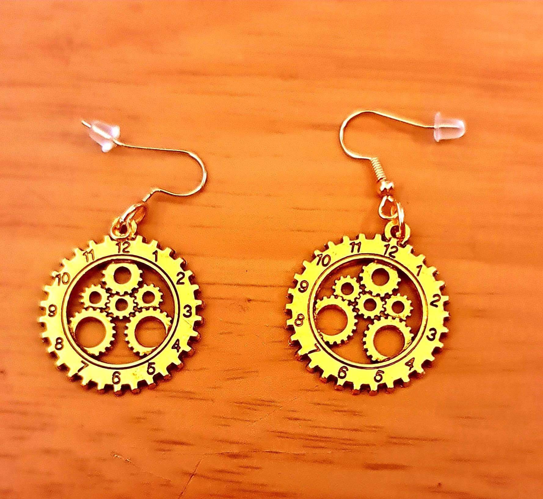 Steampunk clock face earrings Etsy