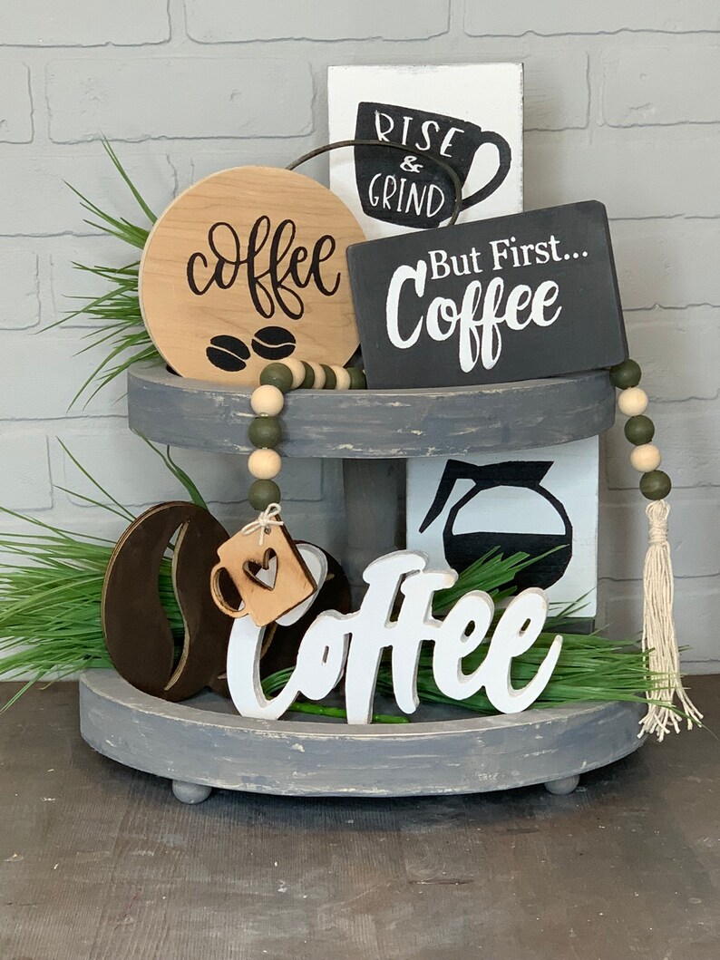 Coffee Themed Tier Tray Decor Set 1 whole Set or Individual Etsy Canada