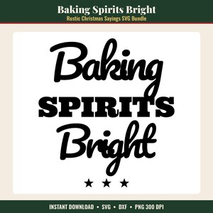 K&ouml;nnte beinhalten: Ein digitales Grafikdesign mit dem schwarzen Text Baking SPIRITS Bright in einer Kombination aus Schreib- und Blockschrift. Drei kleine schwarze Sterne sind unter dem Text zentriert. Das Design befindet sich auf einem wei&szlig;en quadratischen Hintergrund.