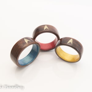 Star Trek Inspired Bentwood Ring in Rosewood with Brass Inlay