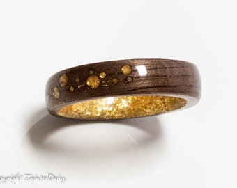 Light Walnut Gold spot bentwood ring