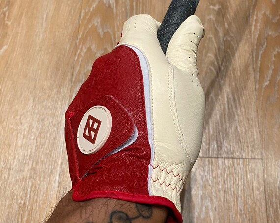 Nupe - *Crimson & Cream Golf Glove - LEFT (Glove-hand) // Small (Right-handed Player)