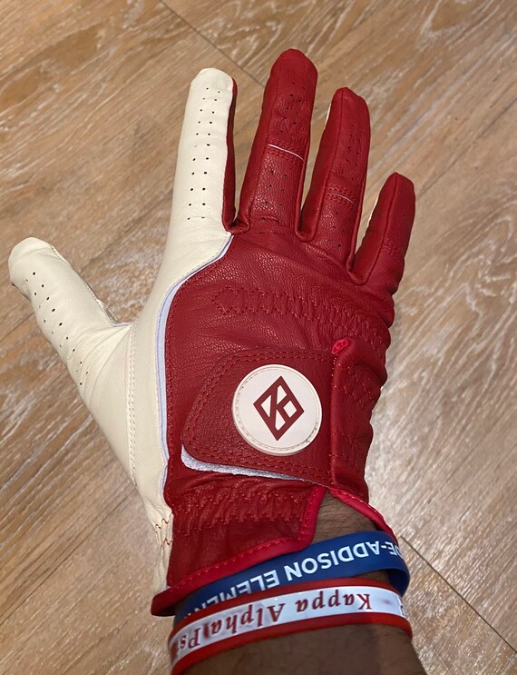 Nupe - *Crimson & Cream Golf Glove - Right (Glove-hand) // Cadet (Left-handed Player)