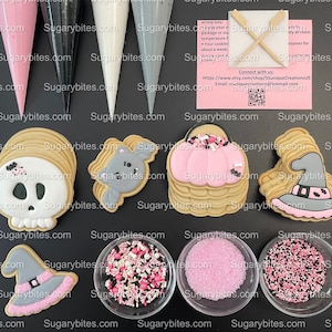 Halloween Cookie Decorating Kit, Halloween DIY Cookie Kit, (Large Cookies) ***INCLUDES 24 ITEMS*** With 4 Icing Bags & 3 Deluxe Sprinkle!!