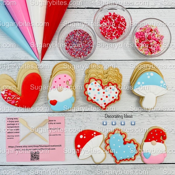 Valentine Cookie Decorating Kit, Heart DIY Cookie Kit, **INCLUDES 24 ITEMS** (Large Cookies), Deluxe Sprinkles Included!!!