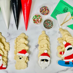 Kit para decorar galletas navideñas, galletas gourmet de Papá Noel, chispas y glaseado