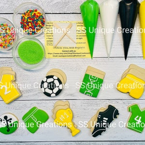 Soccer Cookie Kit, Soccer DYI Cookie Kit , Soccer Cookies, **INCLUDES 24 ITEMS** … Choose Your Team Colors!!!