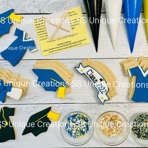 Kit para decorar galletas de graduación, galletas de graduación (galletas grandes), **INCLUYE 24 ARTÍCULOS**. ¡Elige los colores de tu graduación!