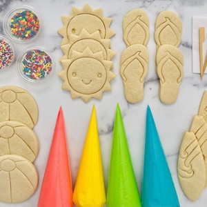 Beach Cookie Decorating Kit, ***INCLUDES 25 ITEMS***** Zoom Party Favors, Assorted Shaped Cookie Kit