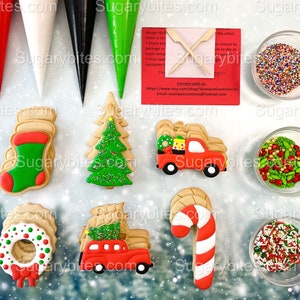 Kit para decorar galletas navideñas, galletas grandes, chispas y glaseado
