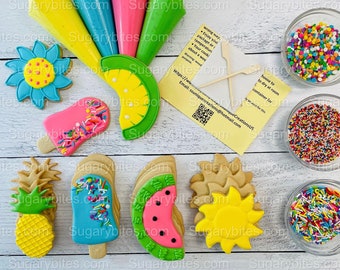 Summer Cookie Decorating Kit, ***INCLUDES 24 ITEMS***** Zoom Party Favors, Assorted Shaped Cookie Kit (Large Cookies)