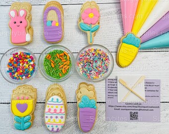 Easter Cookie Decorating Kit, Easter DIY Cookie Kit, **INCLUDES 25 ITEMS** (Large Cookies), Included Deluxe Sprinkles